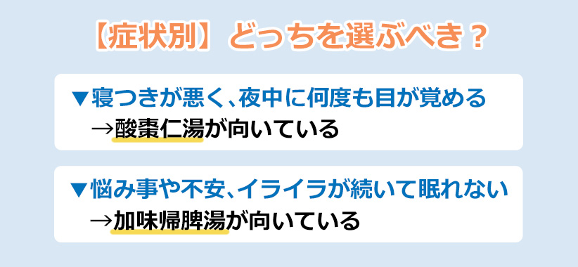 【症状別】どっちを選ぶべき？のオリジナル図解