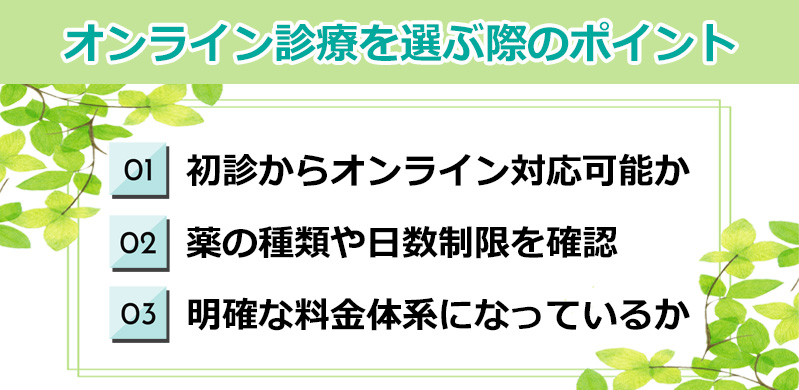 オンラインクリニックを選ぶ際のポイントのオリジナル図解