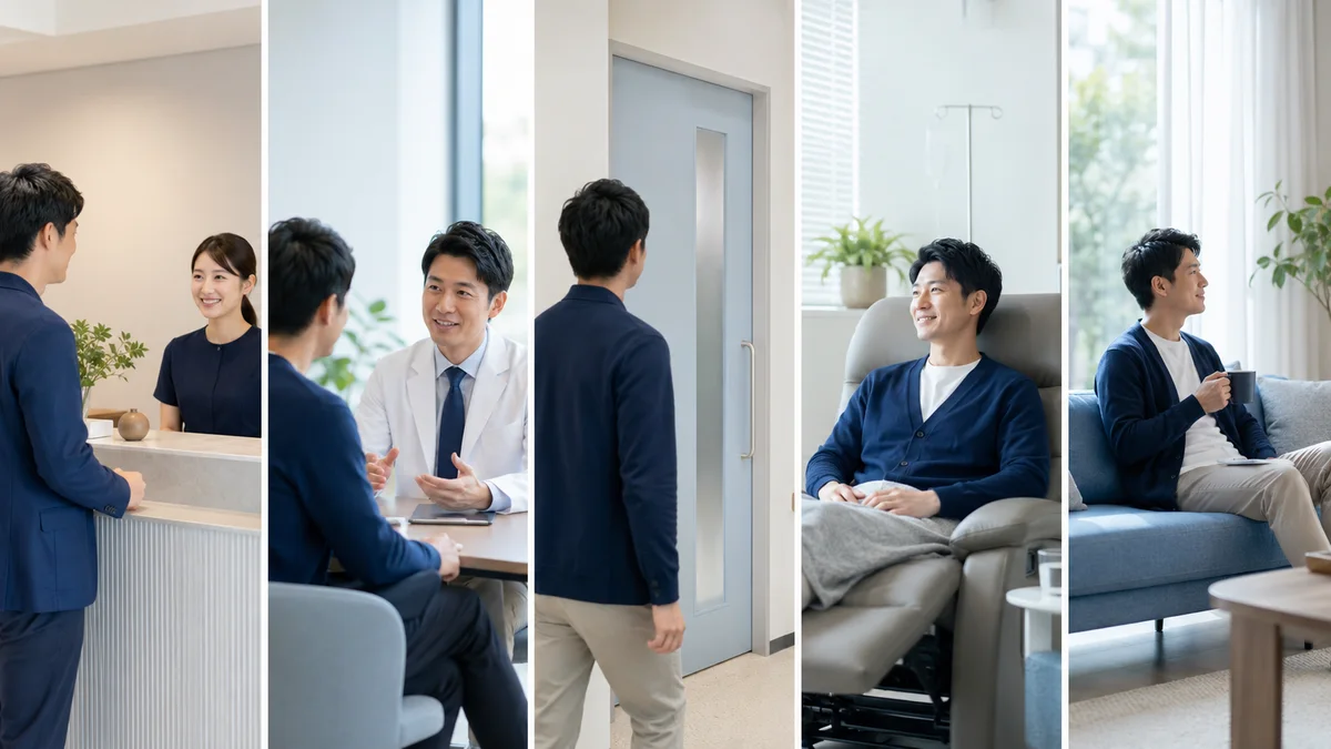 日帰りで包茎手術を受ける当日の流れを解説するイメージ