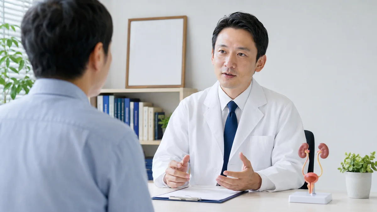 包茎治療を受ける医師の確認方法を解説するイメージ