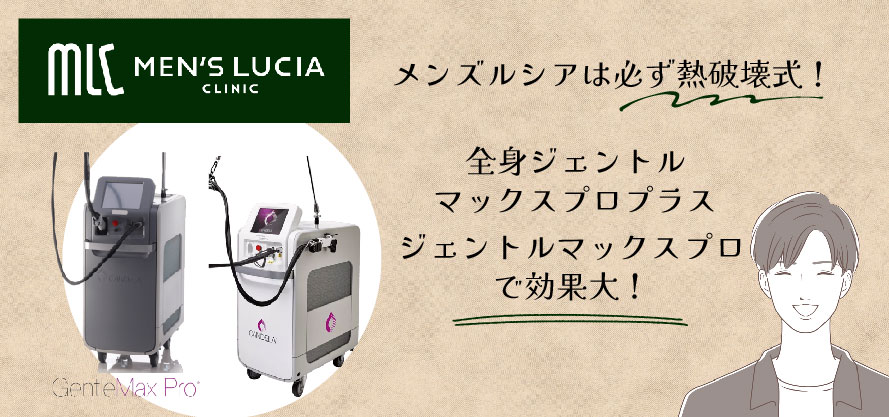 メンズルシアクリニックは必ずジェントルマックスプロ