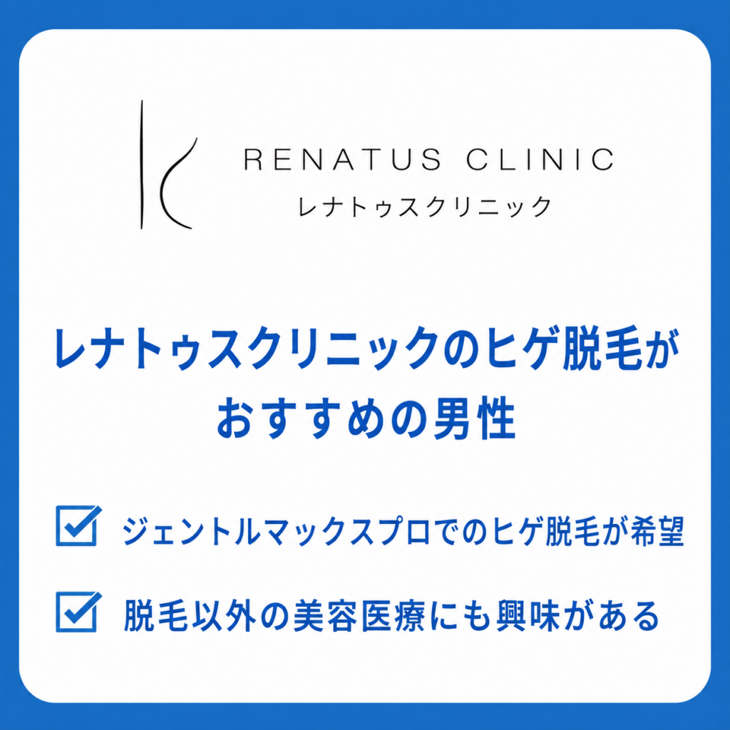 レナトゥスクリニックのヒゲ脱毛がおすすめの男性