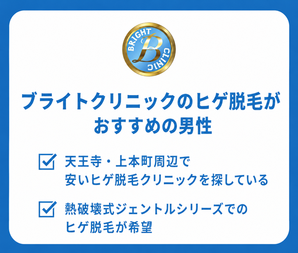 ブライトクリニックのヒゲ脱毛がおすすめの男性