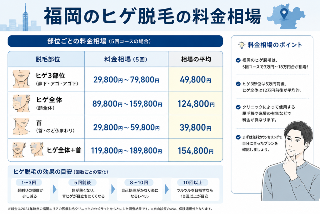福岡のヒゲ脱毛の料金相場