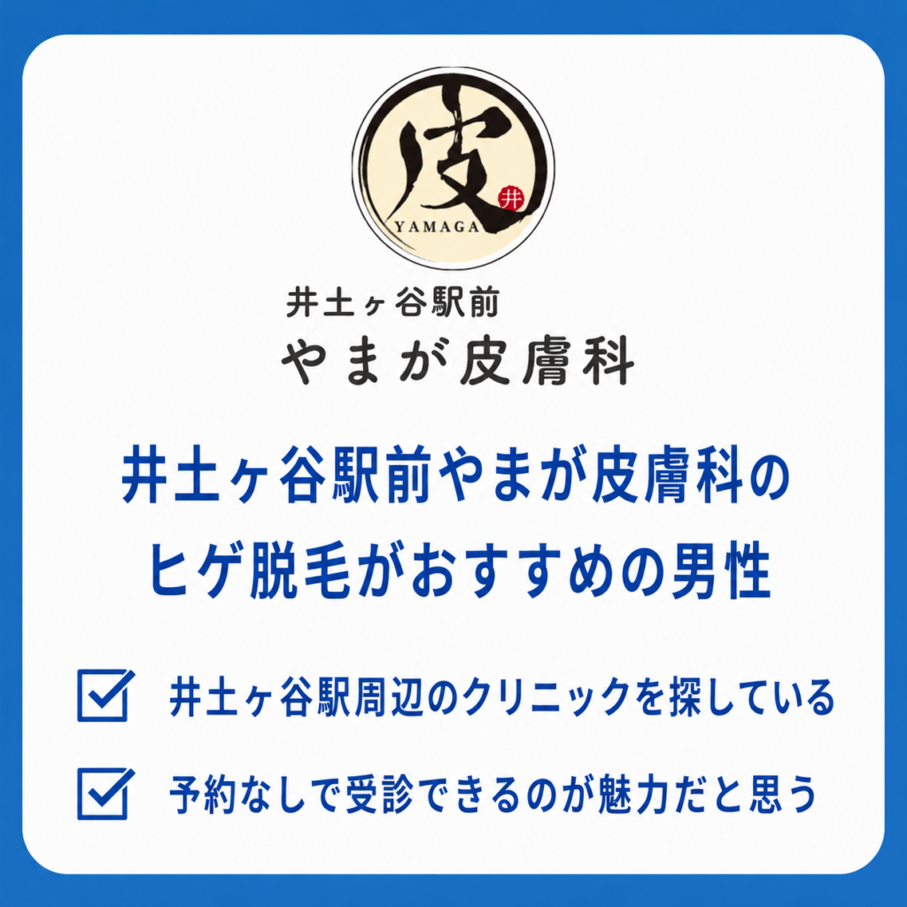 井土ヶ谷駅前やまが皮膚科のヒゲ脱毛がおすすめの男性