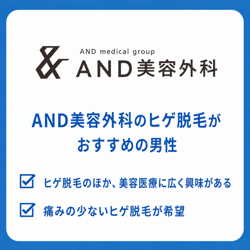 AND美容外科のヒゲ脱毛がおすすめの男性