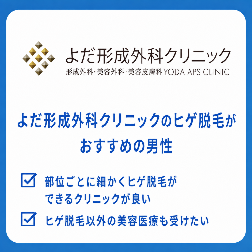 よだ形成外科クリニックのヒゲ脱毛がおすすめの男性