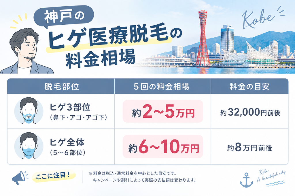 神戸のヒゲ医療脱毛の料金相場