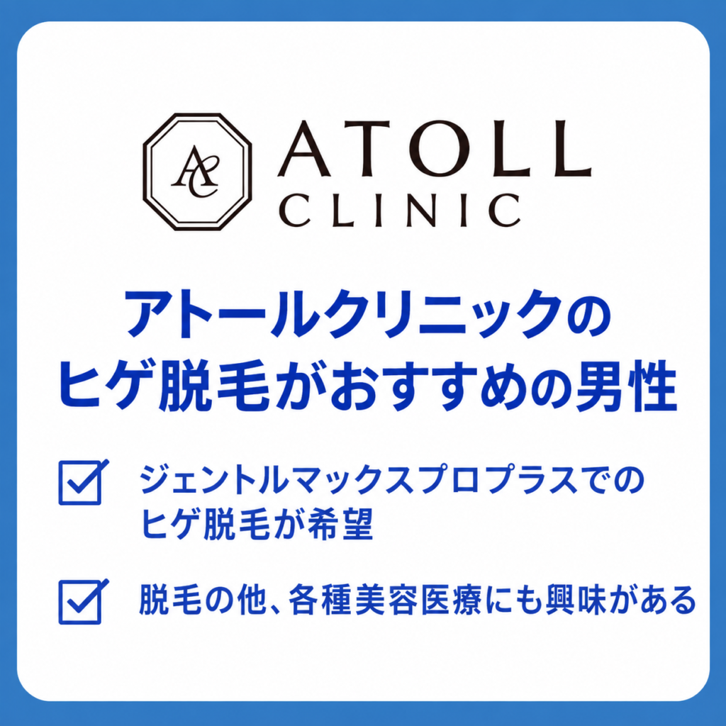 アトールクリニックのヒゲ脱毛がおすすめの男性