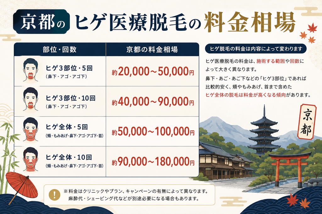 京都のヒゲ医療脱毛料金相場
