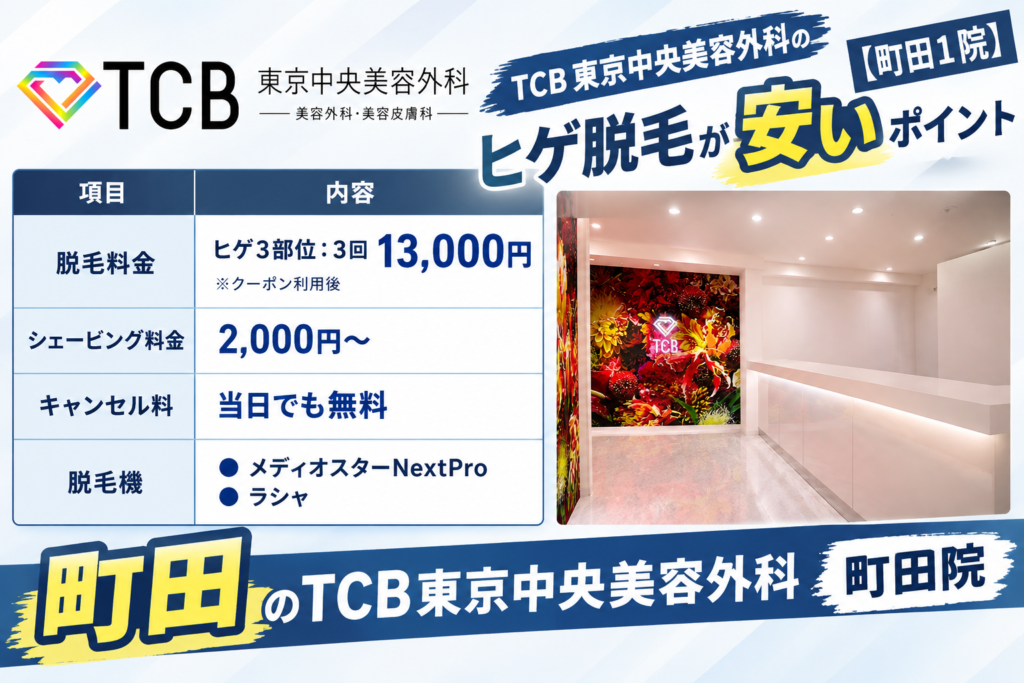 町田のTCBのヒゲ脱毛が安いポイント