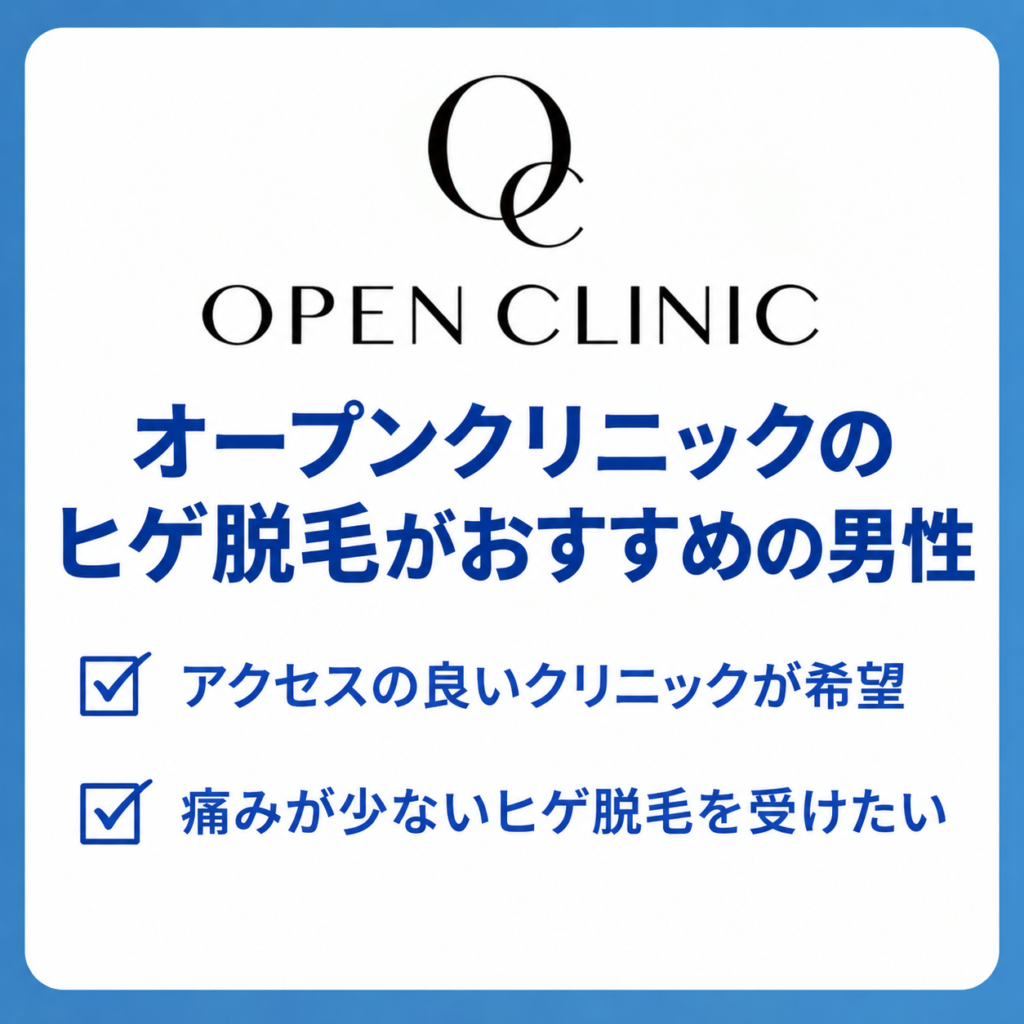 オープンクリニックのヒゲ脱毛がおすすめの男性