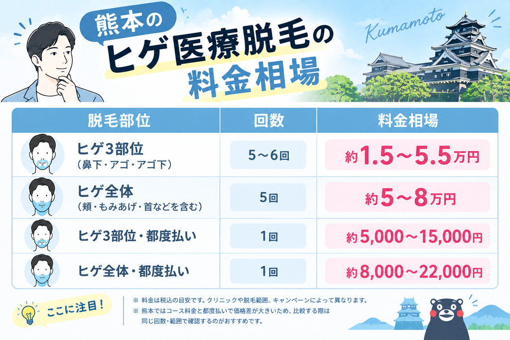 熊本のヒゲ医療脱毛の料金相場