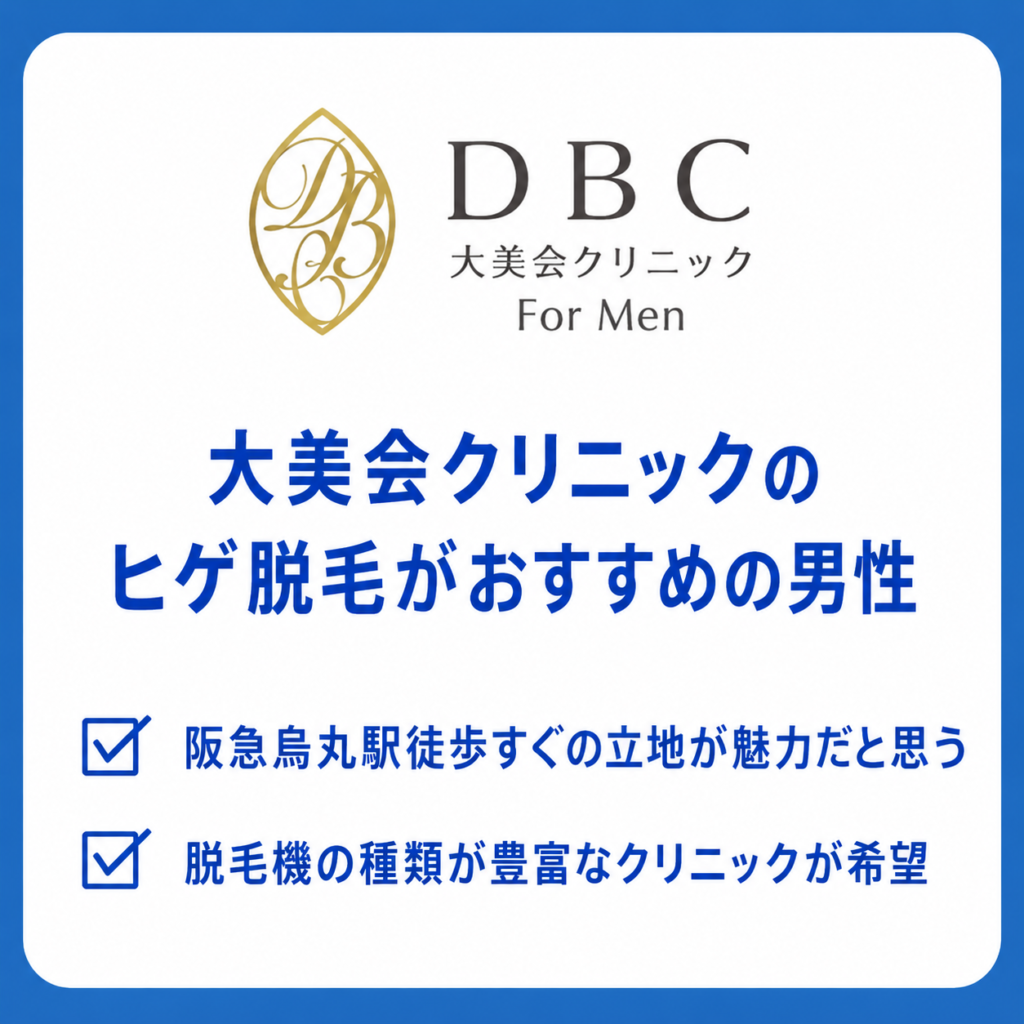 大美会クリニックのヒゲ脱毛がおすすめの男性