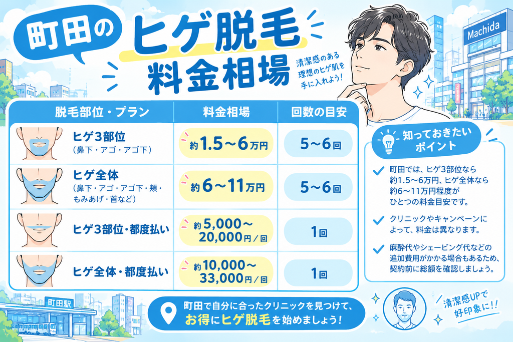 町田のヒゲ医療脱毛料金相場