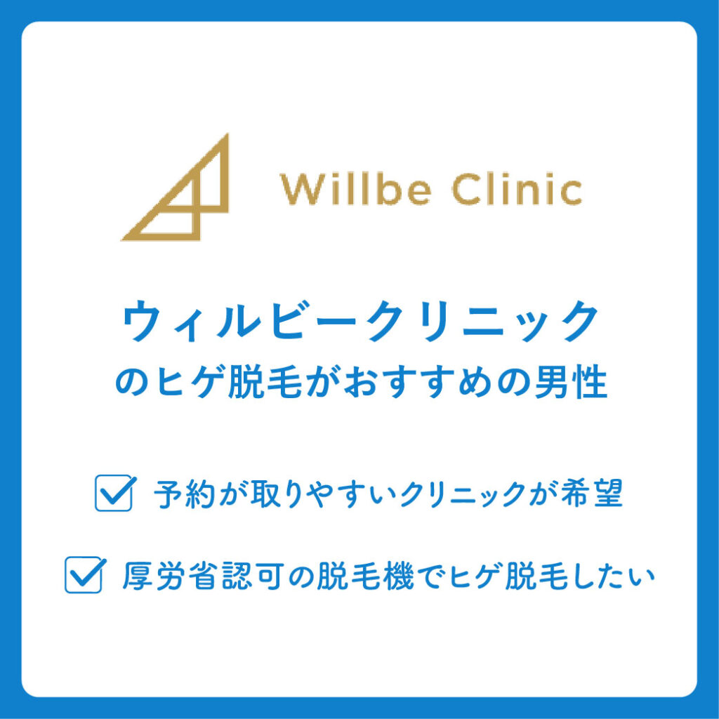 ウィルビークリニックのヒゲ脱毛がおすすめの男性