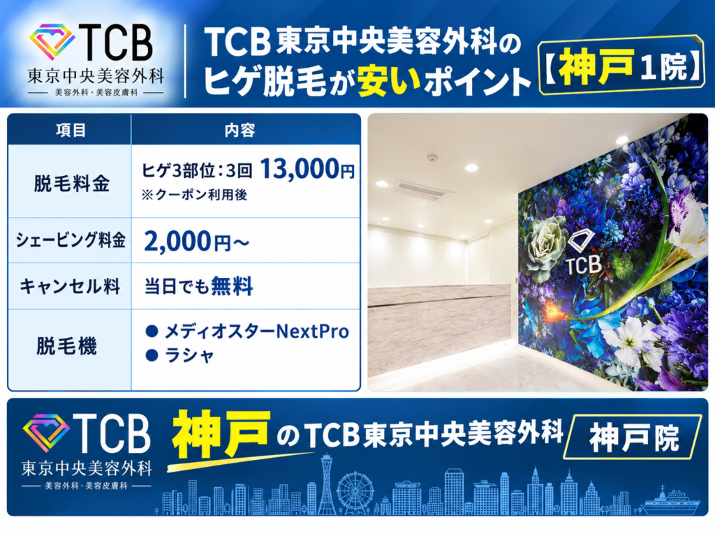 神戸のTCBのヒゲ脱毛が安いポイント