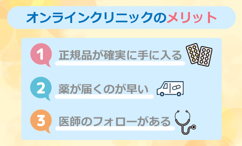オンラインクリニックのメリットのオリジナル図解