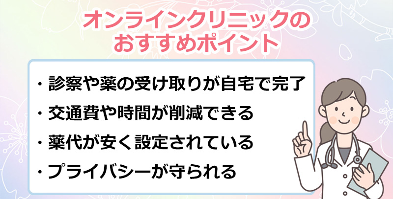 オンラインクリニックのおすすめポイントのオリジナル図解
