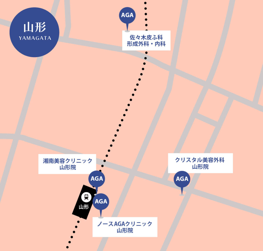山形のAGA治療が安いクリニックマップ