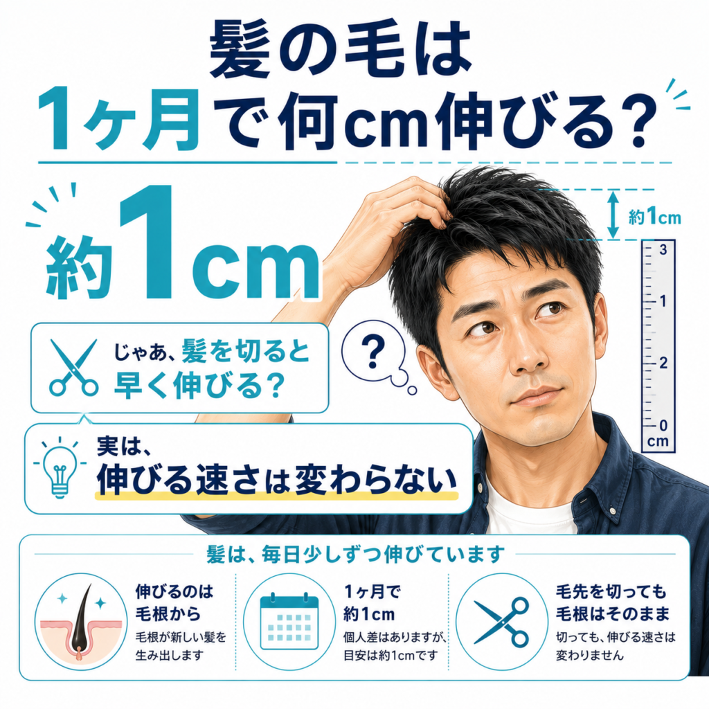 髪の毛は1ヶ月で何センチ伸びる？