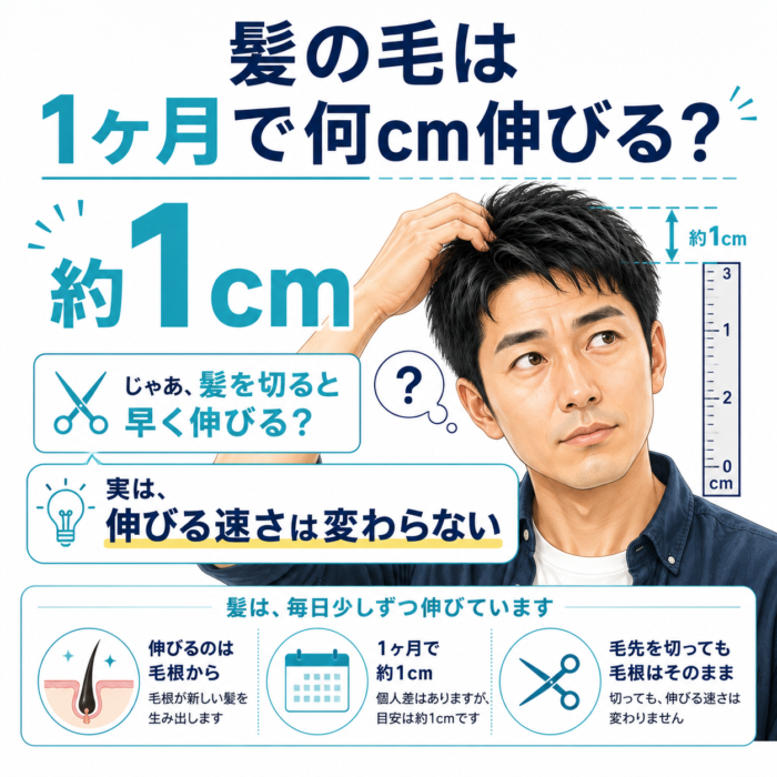 髪の毛は1ヶ月で何センチ伸びる？