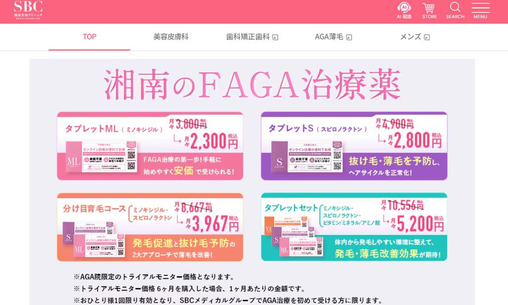 湘南美容クリニック女性の薄毛FAGA治療