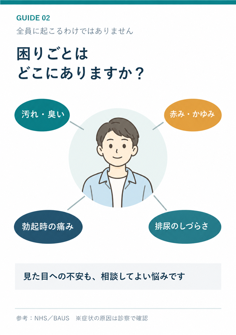 包茎で確認したい衛生・炎症・痛み・排尿・気持ちの困りごと